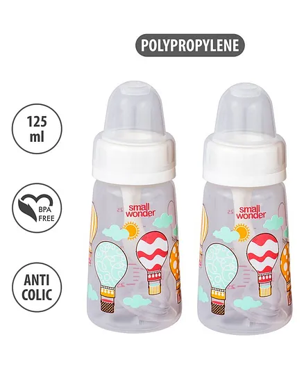Small Wonder Polypropylene Natural Feeding Bottle White Pack of 2 - 125 ml