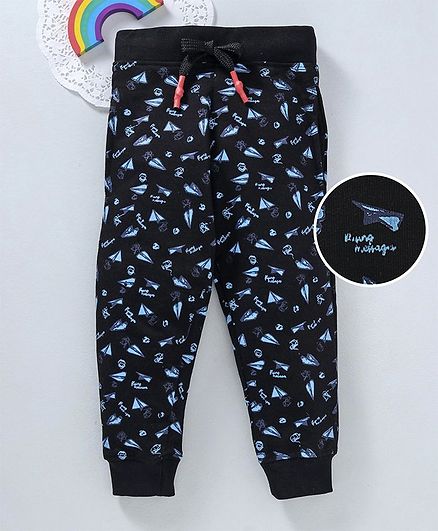 Bonkerz Paper Airplane Print Full Length Lounge Pants - Black