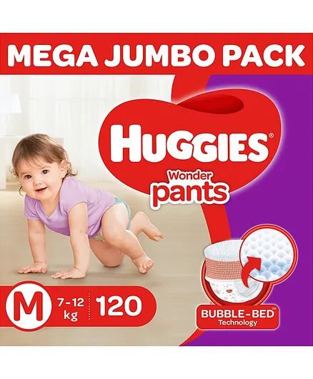 Huggies Wonder Pants Diaper Monthly Pack Medium Size - 120 Pieces