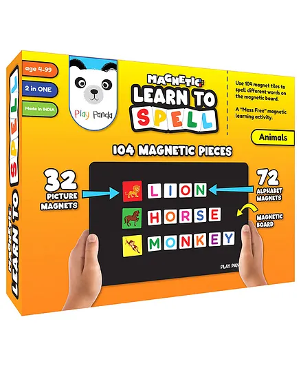 Play Panda Magnetic Learn To Spell Animals Themed Game - Multicolour