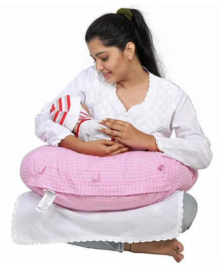 Lulamom Abstract Design Portable Comfortable Nursing Pillow - Pink
