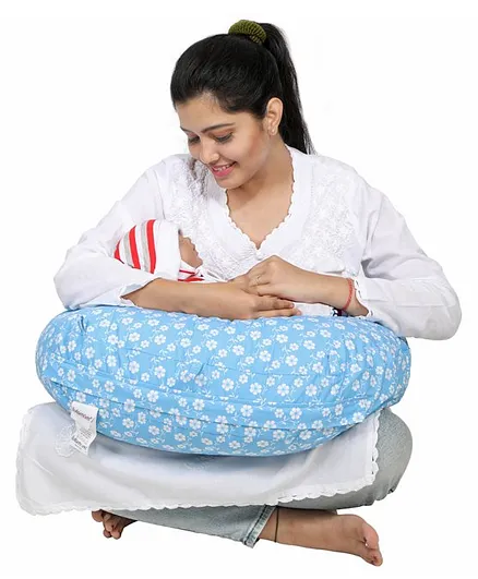 Lulamom Flowers Portable Comfortable Nursing Pillow - Blue
