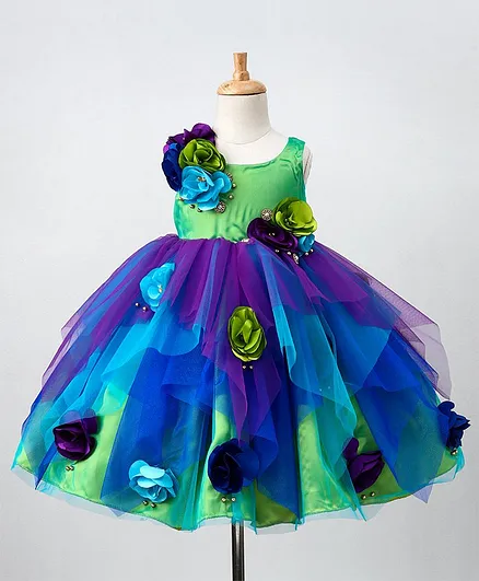 Li&Li Boutique Flower Applique Sleeveless Dress - Multicolor
