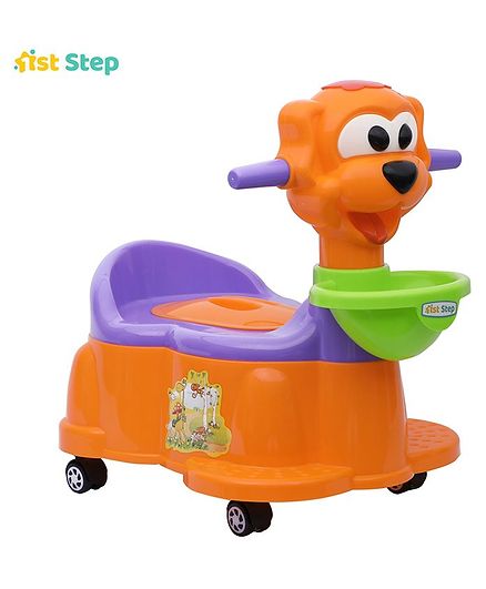 1st Step Baby Musical Potty Chair With Wheels Doggy Design - Orange