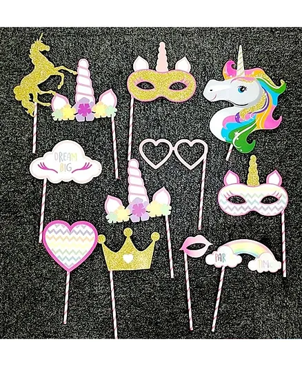Funcart Unicorn Theme Party Props - 12 Pieces