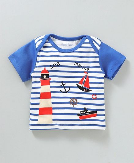 Mom's Love Half Sleeves T-Shirt Marine & Sea Print - Royal Blue