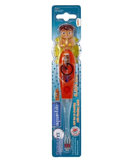 aquawhite Chhota Bheem Buddy Best Figurine Timer Flash Light Toothbrush - Red
