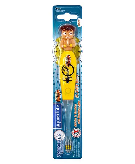 aquawhite Chhota Bheem Buddy Best Figurine Timer Flash Light Toothbrush - Yellow