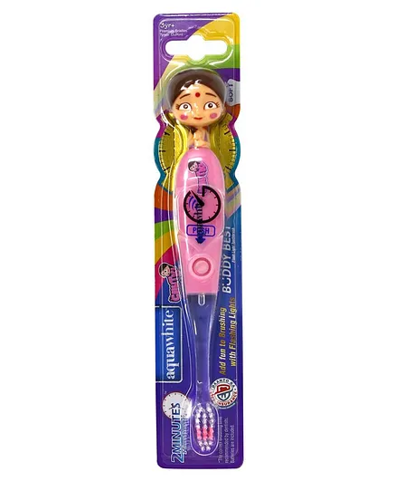 Aquawhite Chutki Buddy Best Figurine Timer Flash Light Soft Toothbrush - Little Pink