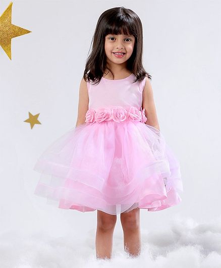 Mark & Mia Sleeveless Party Frock Floral Motif - Baby Pink
