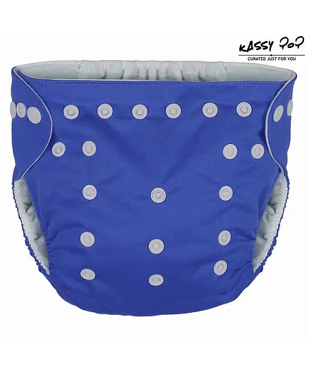 Kassy Pop Reusable Diaper Cover With Cotton Absorbing Pad - Blue