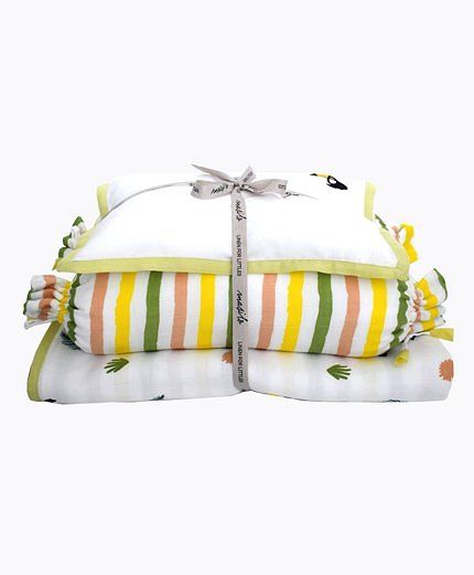 Masilo Tropical Toucan New Baby Mini Cot Set - White Yellow