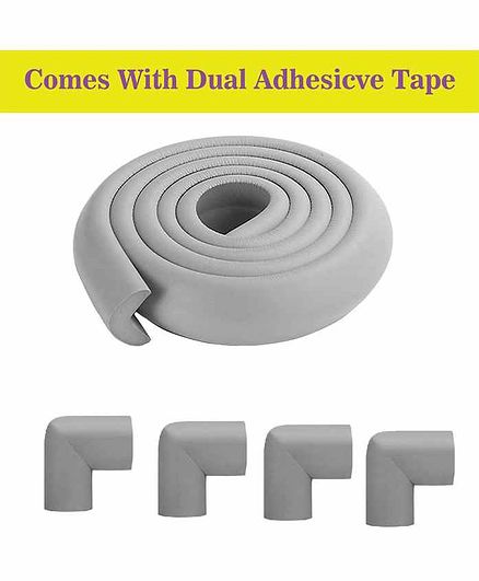 Syga Baby Safety 4 Corner Guard & 1 L Shape Edge Guard With Strong Tape - Grey