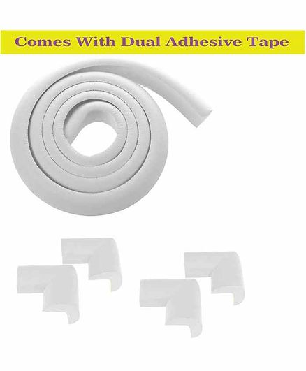 Syga Baby Safety 4 Corner Guard & 1 L Shape Edge Guard With Strong Tape - White
