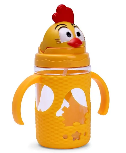 Twin Handle Sipper Bottle With Straw - Yellow