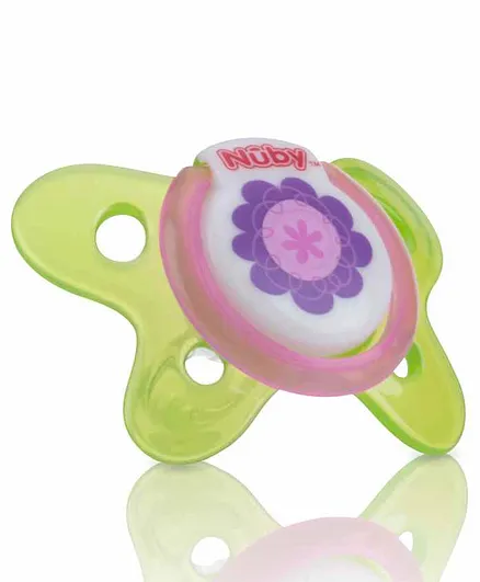 Nuby Oval Pacifier Flower Print - Green