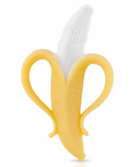 Nuby Banana Teething Toothbrush - Yellow White