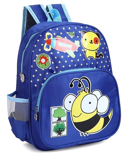 School Bag Honeybee Print Royal Blue - 13 Inches
