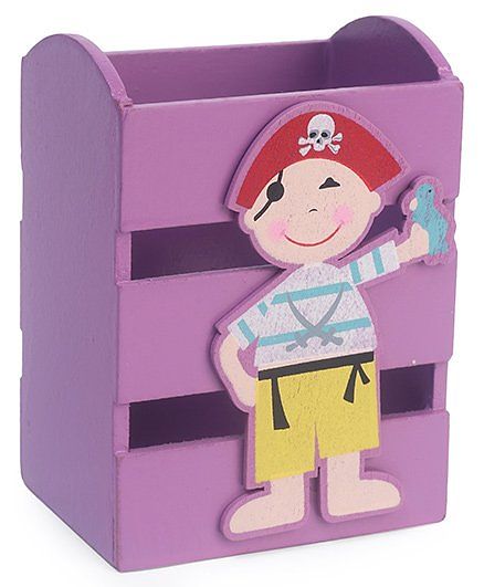 Wooden Pencil Stand Pirate Design - Light Violet