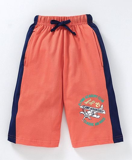 Taeko Bermuda Shorts Aeroplane Print - Peach