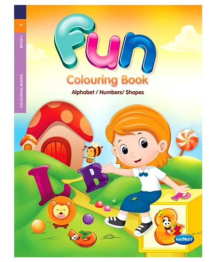 Fun Colouring Book With Alphabet, Shapes & Numbers - English
