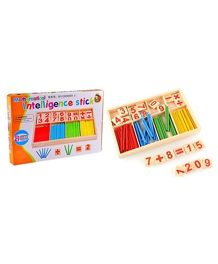 Kuhu Creations Wooden Intelligence Stick Kids Mathematics Activity Box - Multicolor