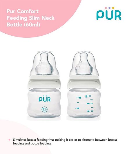 Pur Comfort Feeding Slim Neck Bottle - 60 ml