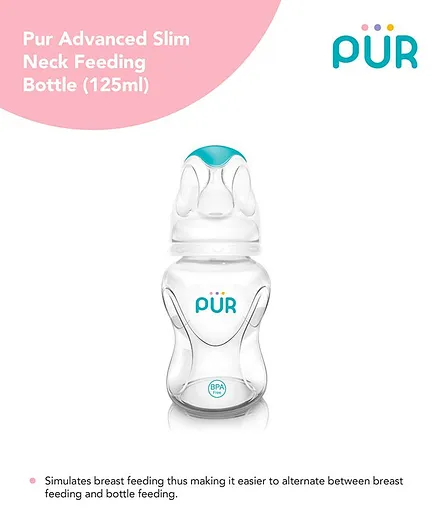Pur Advanced Slim Neck Feeding Transparent Bottle - 125 ml