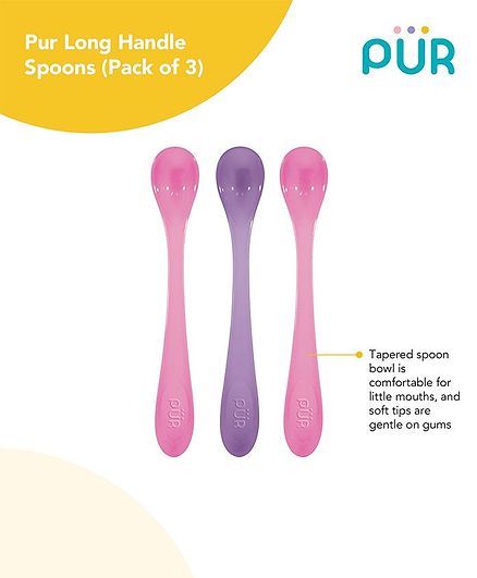 Pur Long Handle Spoons Pink Purple - Pack of 3