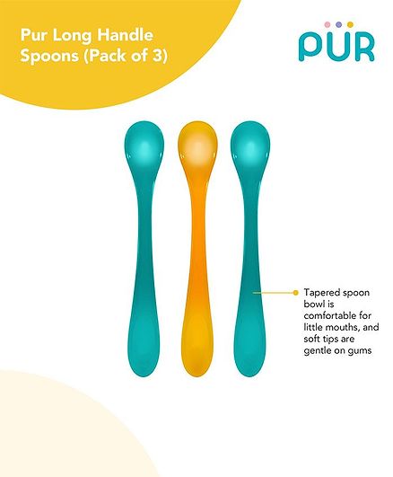 Pur Long Handle Spoons Green Yellow - Pack of 3