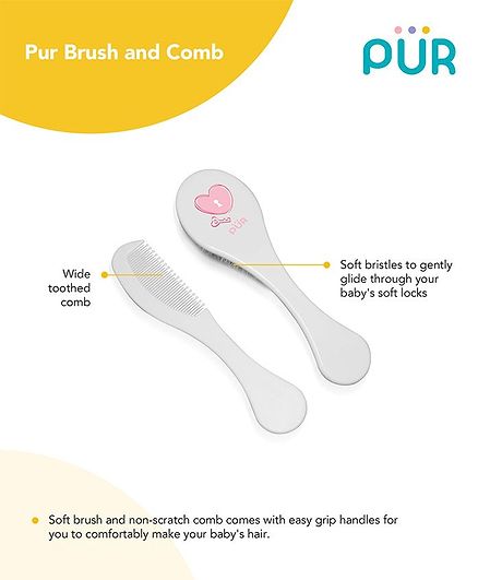 Pur Baby Brush and Comb Set - Pink
