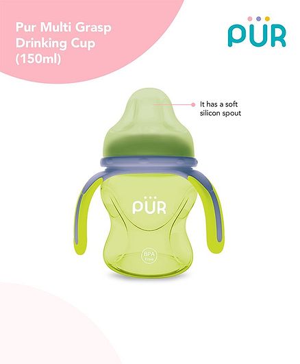 Pur Multi Grasp Triple Handle Sipper Cup Green Grey - 150 ml