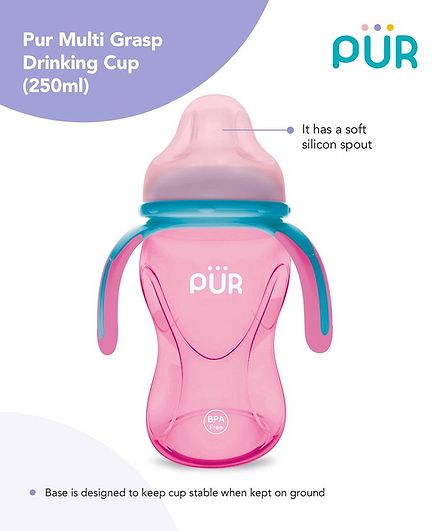 Pur Multi Grasp Twin Handle Sipper Cup Pink Blue - 250 ml