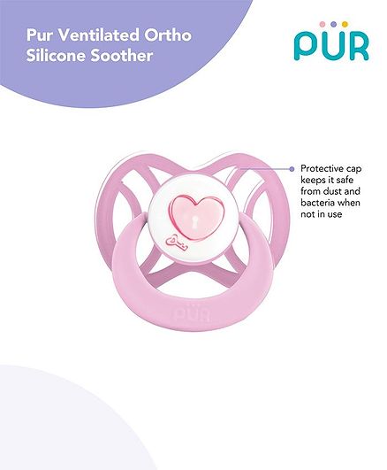 Pur Ventilated Ortho Silicone Soother - Pink