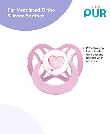 Pur Ventilated Ortho Silicone Soother - Pink