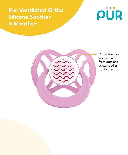 Pur Ventilated Ortho Silicone Soother - Pink
