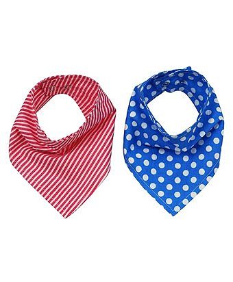 Wobbly Walk Bandana Printed Bibs Pack of 2 - Red And Blue