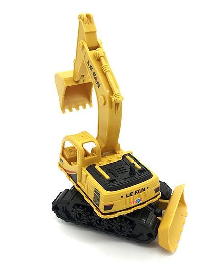 Emob Push & Go Friction Powered Construction Site Excavator Toy with Moveable Parts - Yellow