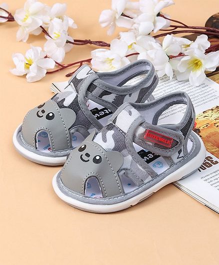 Cute Walk by Babyhug Sandals Puppy Design - Grey