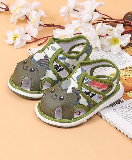 Cute Walk by Babyhug Sandals Puppy Design - Olive Green