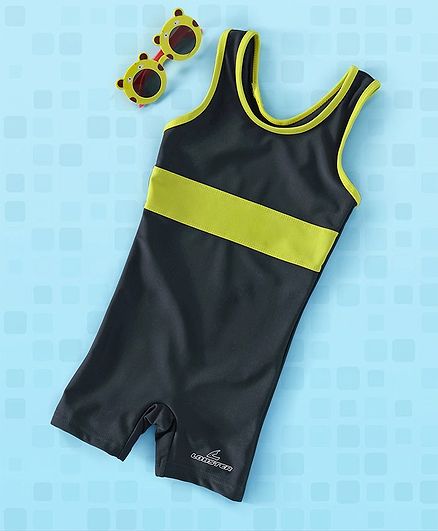 Lobster Sleeveless Legged Swimsuit - Black Yellow