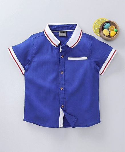 Rikidoos Solid Half Sleeves Shirt - Dark Blue