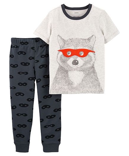 Carter's 2-Piece Raccoon Jersey Tee & Mask Print Jogger Set - Multicolour