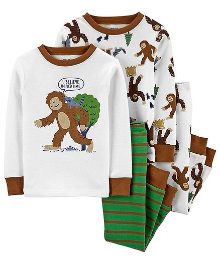 Carter's 4-Piece Big Foot Snug Fit Cotton PJs - Multicolor