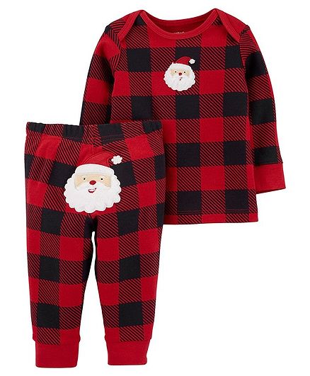 Carter's 2-Piece Buffalo Check Top & Santa Pant Set - Red