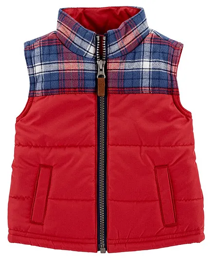 Carter's Plaid Zip-Up Vest - Red