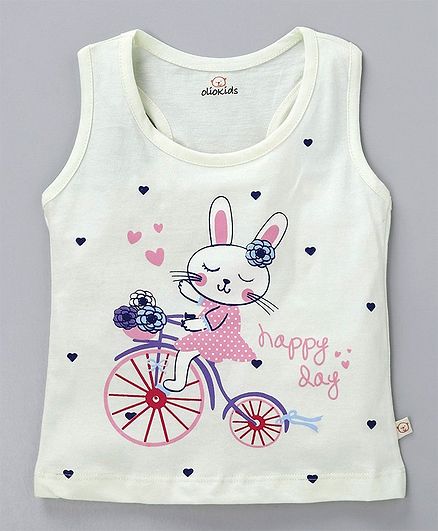 Olio Kids Sleeveless T-Shirt Happy Day Print - Cream