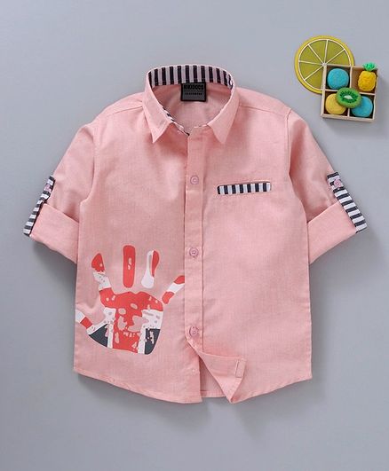 Rikidoos Palm Print Full Sleeves Shirt - Light Pink