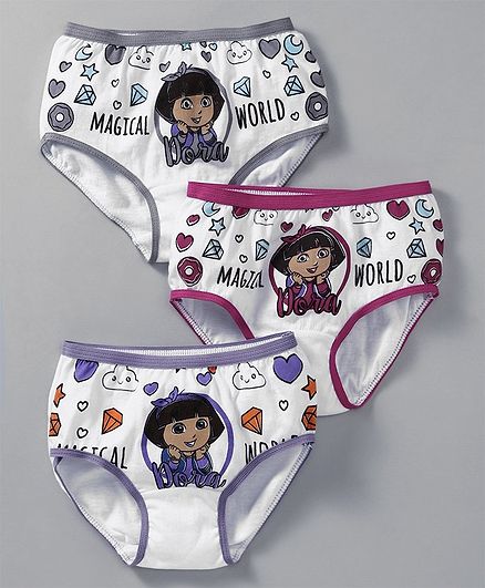 Red Rose Panties Dora The Explorer Print Pack of 3 - Purple Pink Grey