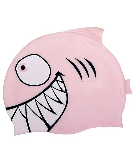 PASSION PETALS Silicone Swimming Cap Shark Pattern - Light Pink